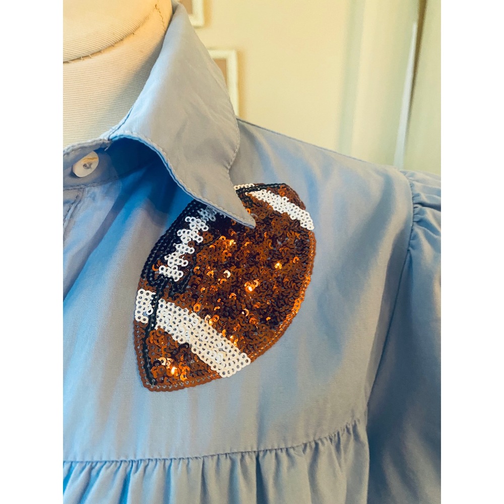 Peach Love California Light Blue Sequin Football Mini Dress - Picture 2 of 8